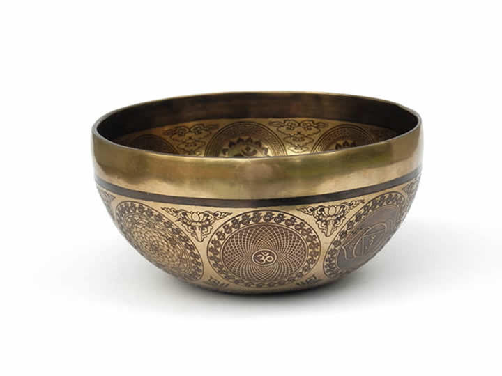 Tibetische Gravur Klangschale 515 Gr. Biorhythmus Körper + Tageston