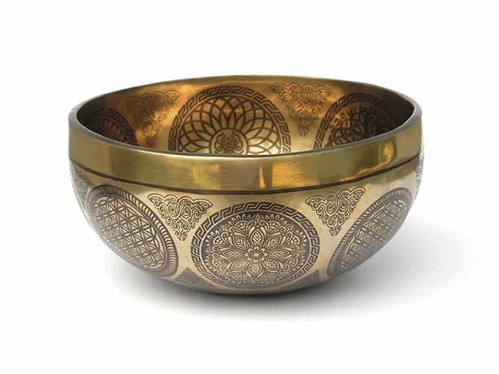 Tibetische Gravur Klangschale 995 Gr. "Weiße Tara"