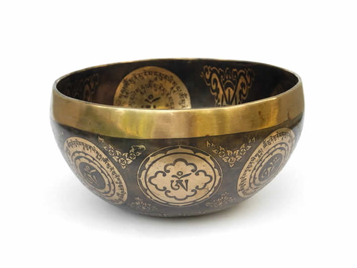 Tibetische Klangschale 845 Gr. mit Buddha-Gravur "Shakyamuni"