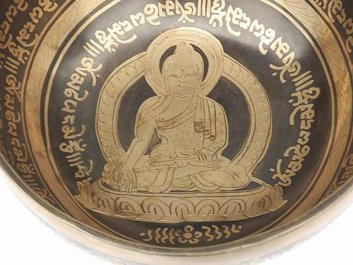 Tibetische Gravur Klangschale 925 Gr. "Medizinbuddha"