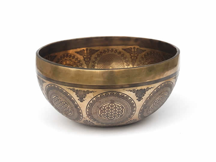 Tibetische Gravur Klangschale 825 Gr. Jahreston OM + Tageston Tibetische Gravur Klangschale 825 Gr. Jahreston OM + Tageston