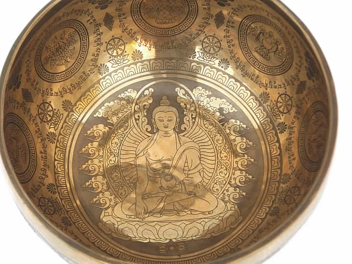 Tibetische Gravur Klangschale 1000 Gr. Synodischer Mond - Buddha "Shakyamuni" Tibetische Gravur Klangschale 1000 Gr. Synodischer Mond - Buddha "Shakyamuni"