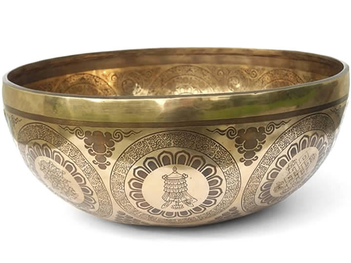 Tibetische Gravur Klangschale 2470 Gr. Thetawelle Tibetische Gravur Klangschale 2470 Gr. Thetawelle