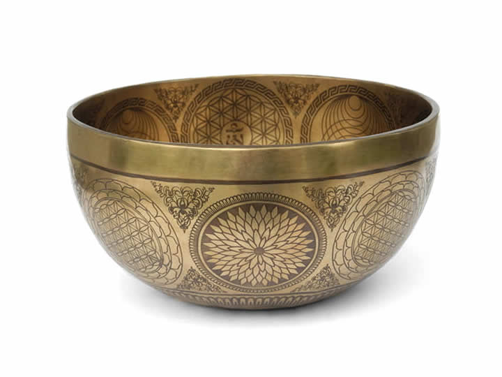 Tibetische Gravur Klangschale 1150 Gr. Uranus + Geomagnetfeld