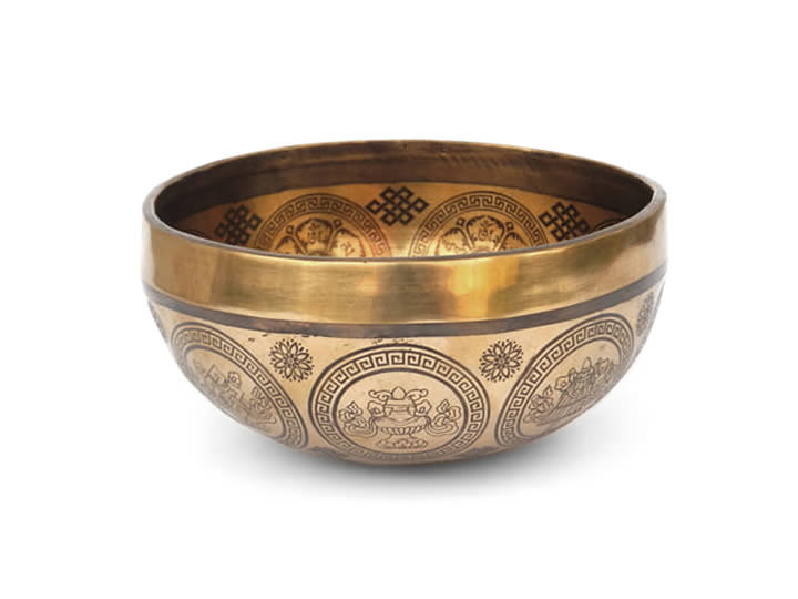 Tibetische Gravur Klangschale 390 Gr. Thetawelle