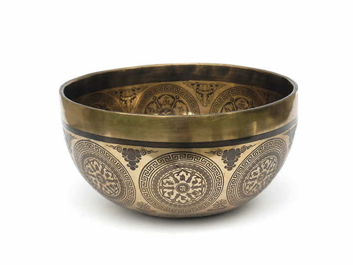 Tibetische Gravur Klangschale 725 Gr. Jahreston OM