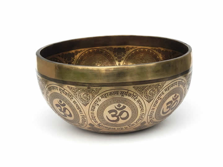 Tibetische Klangschale 875 Gr. Siderischer Mond + Hopi Herz Gravur "Ganesh"