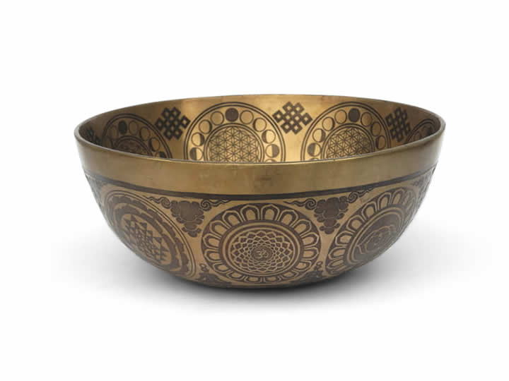 Tibetische Gravur Klangschale 990 Gr. Wasserstoffgamma + Venus