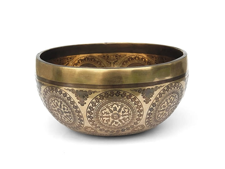 Tibetische Gravur Klangschale 785 Gr. Biorhythmus Körper + Tageston