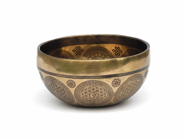 Tibetische Gravur Klangschale 410 Gr. Thetawelle