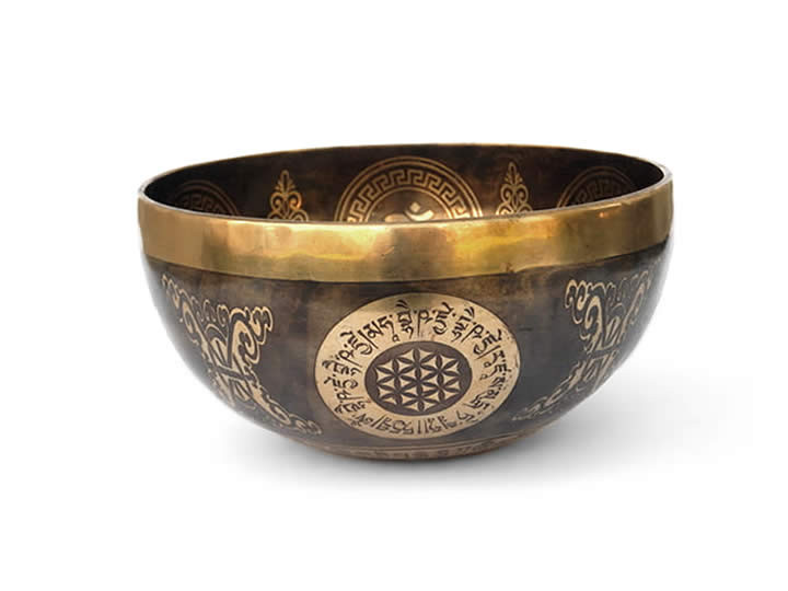 Tibetische Gravur Klangschale 845 Gr. "Medizinbuddha"