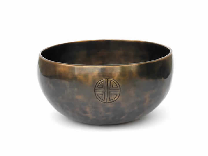 Tibetische Gravur Klangschale 605 Gr. Platonisches Jahr