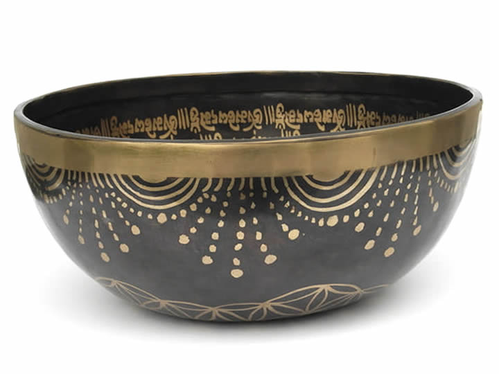 Tibetische Klangschale 1715 Gr. mit Buddha Gravur "Weiße Tara"