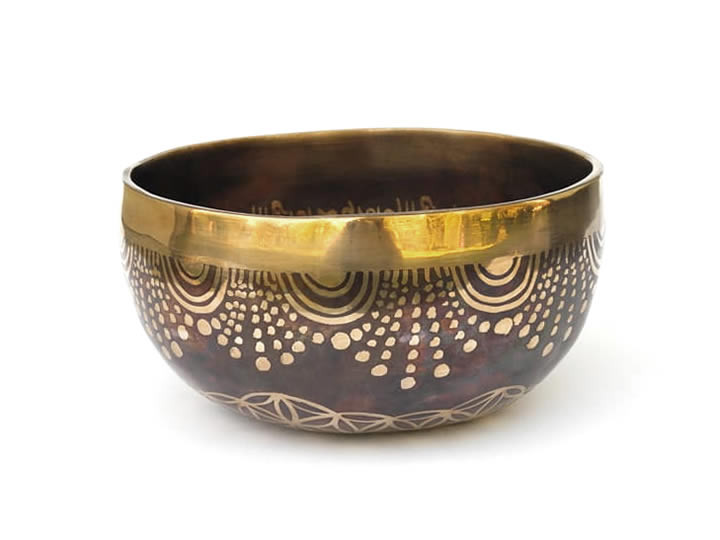 Tibetische Gravur Klangschale 635 Gr. Jahreston OM - Buddha "Shakyamuni"