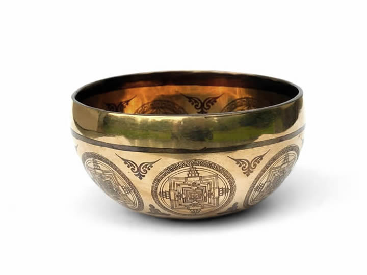 Tibetische Gravur Klangschale 465 Gr. Sonne Buddha "Manjushri"