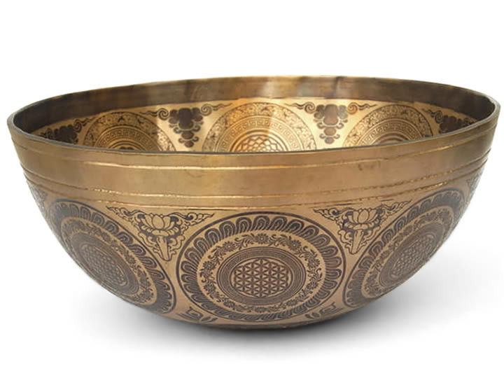 Tibetische Gravur Klangschale 1610 Gr. Tibetische Gravur Klangschale 1610 Gr.