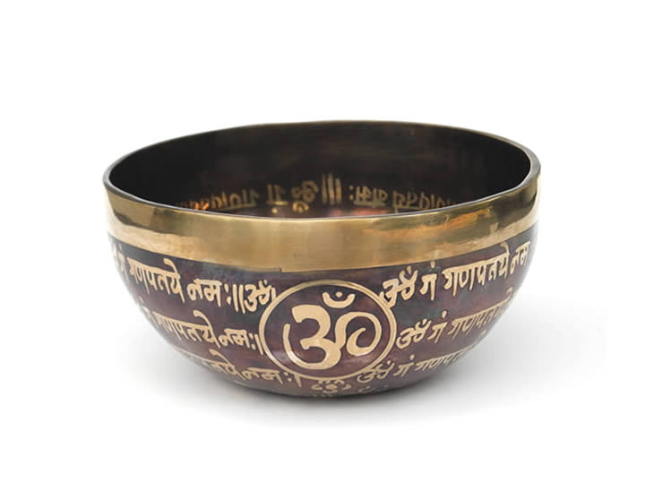 Tibetische Gravur Klangschale 640 g Jahreston OM - Ganesh Tibetische Gravur Klangschale 640 g Jahreston OM - Ganesh