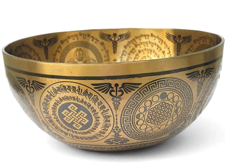 Tibetische Gravur Klangschale 1770 g Thetawelle Buddha "Grüne Tara"