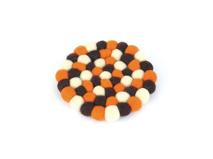 Klangschalenkissen Filz 10 cm braun-orange-weiß