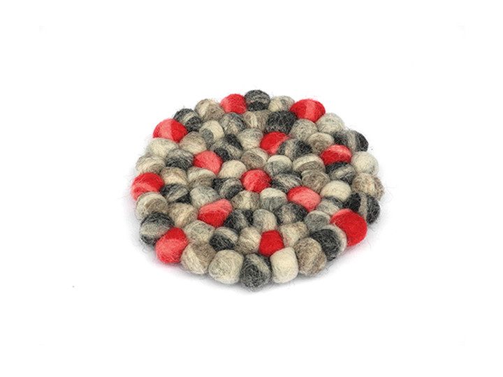 Klangschalenkissen Filz 10 cm grau-rot