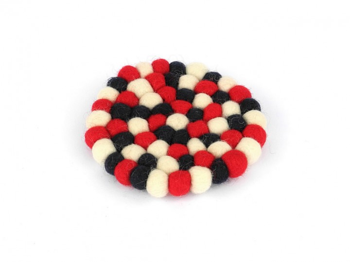 Klangschalenkissen Filz 10 cm rot-blau-weiß