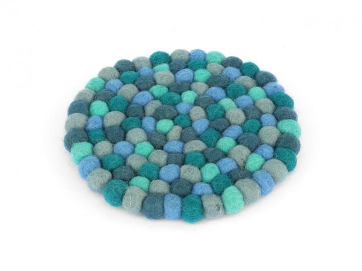 Klangschalenkissen Filz 14 cm blau-grün-grau