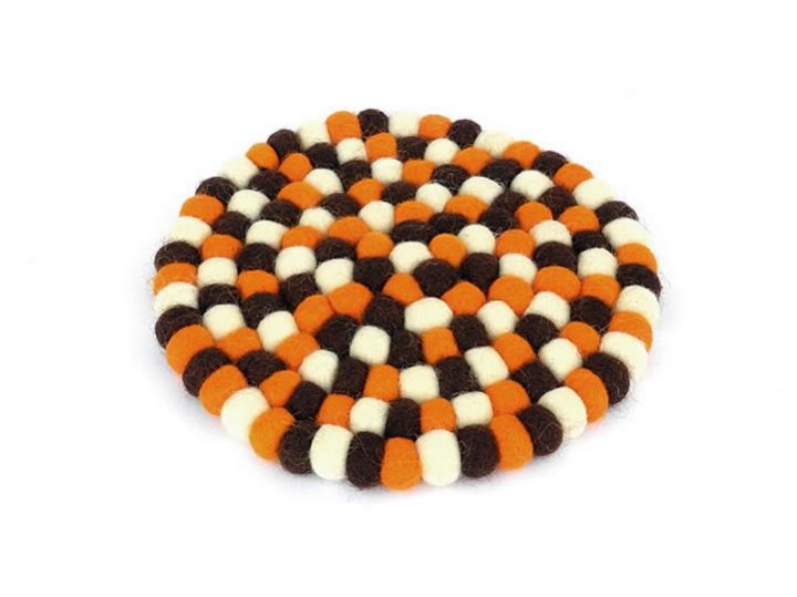 Klangschalenkissen Filz 14 cm bunt braun-orange-weiß