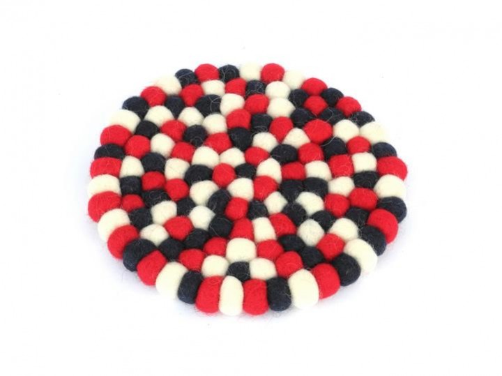 Klangschalenkissen Filz 14 cm rot-blau-weiß