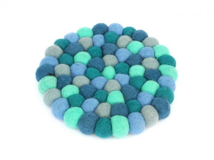 Klangschalenkissen Filz 17 cm blau-grün-grau