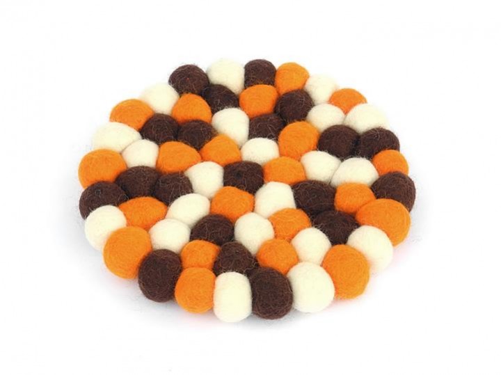 Klangschalenkissen Filz 17 cm braun-orange-weiß