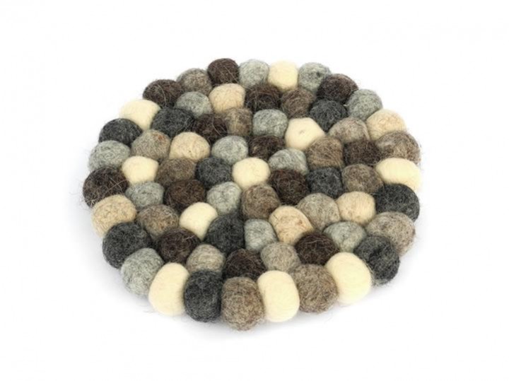 Klangschalenkissen Filz 17 cm grau-braun-creme