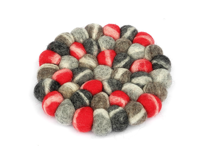 Klangschalenkissen Filz 17 cm grau-rot