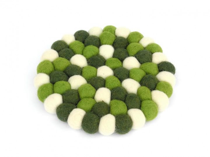 Klangschalenkissen Filz 17 cm grün-weiß