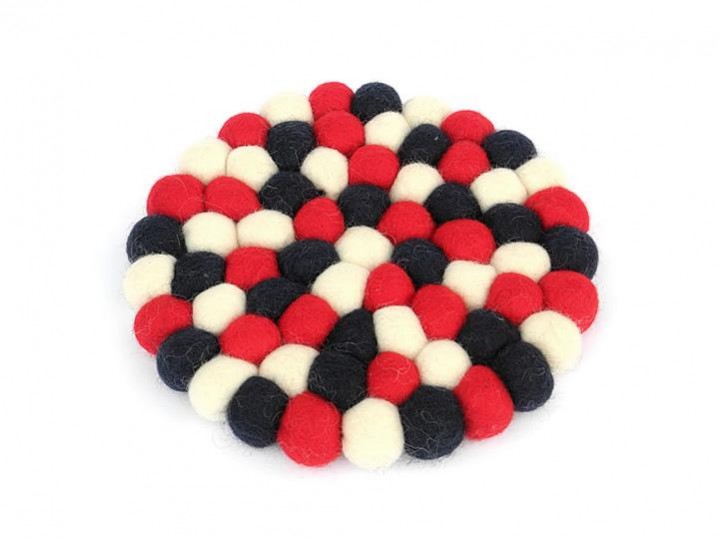 Klangschalenkissen Filz 17 cm rot-blau-weiß