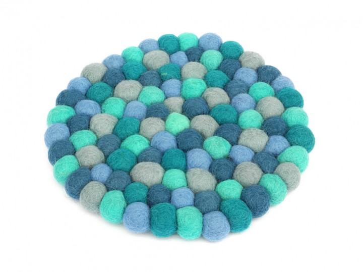 Klangschalenkissen Filz 22 cm blau-grün-grau