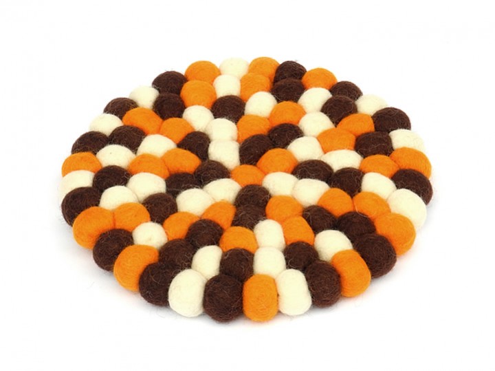 Klangschalenkissen Filz 22 cm braun-orange-weiß