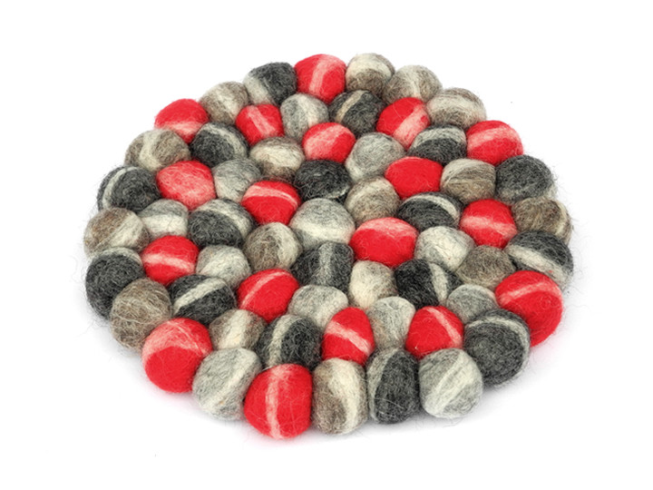 Klangschalenkissen Filz 22 cm grau-rot