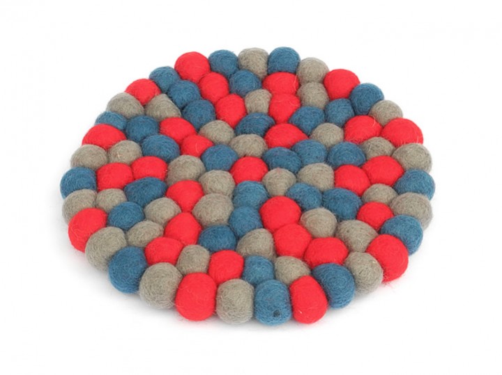 Klangschalenkissen Filz 22 cm rot-blau-grau