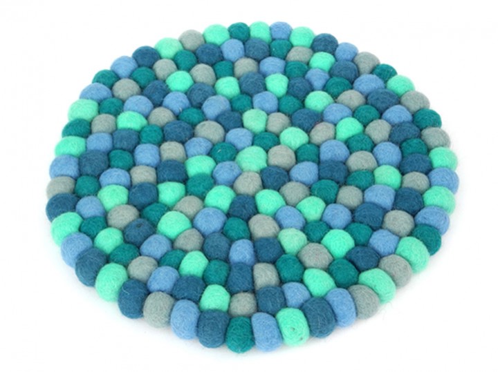 Klangschalenkissen Filz 30 cm blau-grün-grau