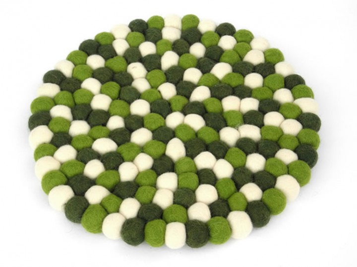 Klangschalenkissen Filz 30 cm bunt grün-weiß