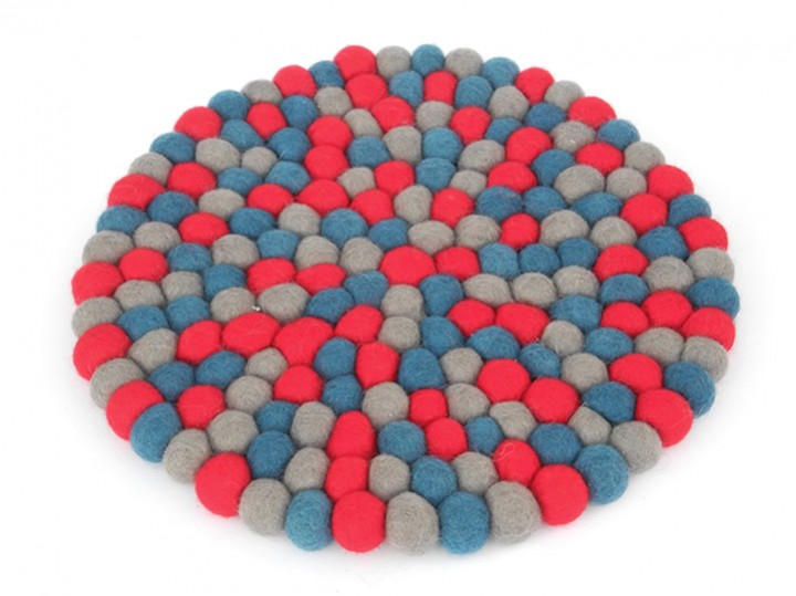 Klangschalenkissen Filz 30 cm rot-blau-grau