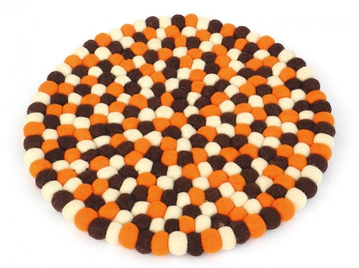 Klangschalenkissen Filz 40 cm braun-orange-weiß