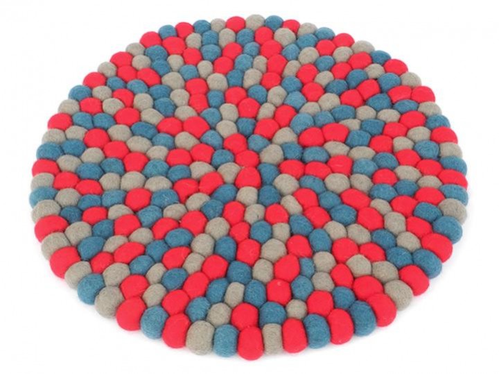 Klangschalenkissen Filz 40 cm rot-blau-grau